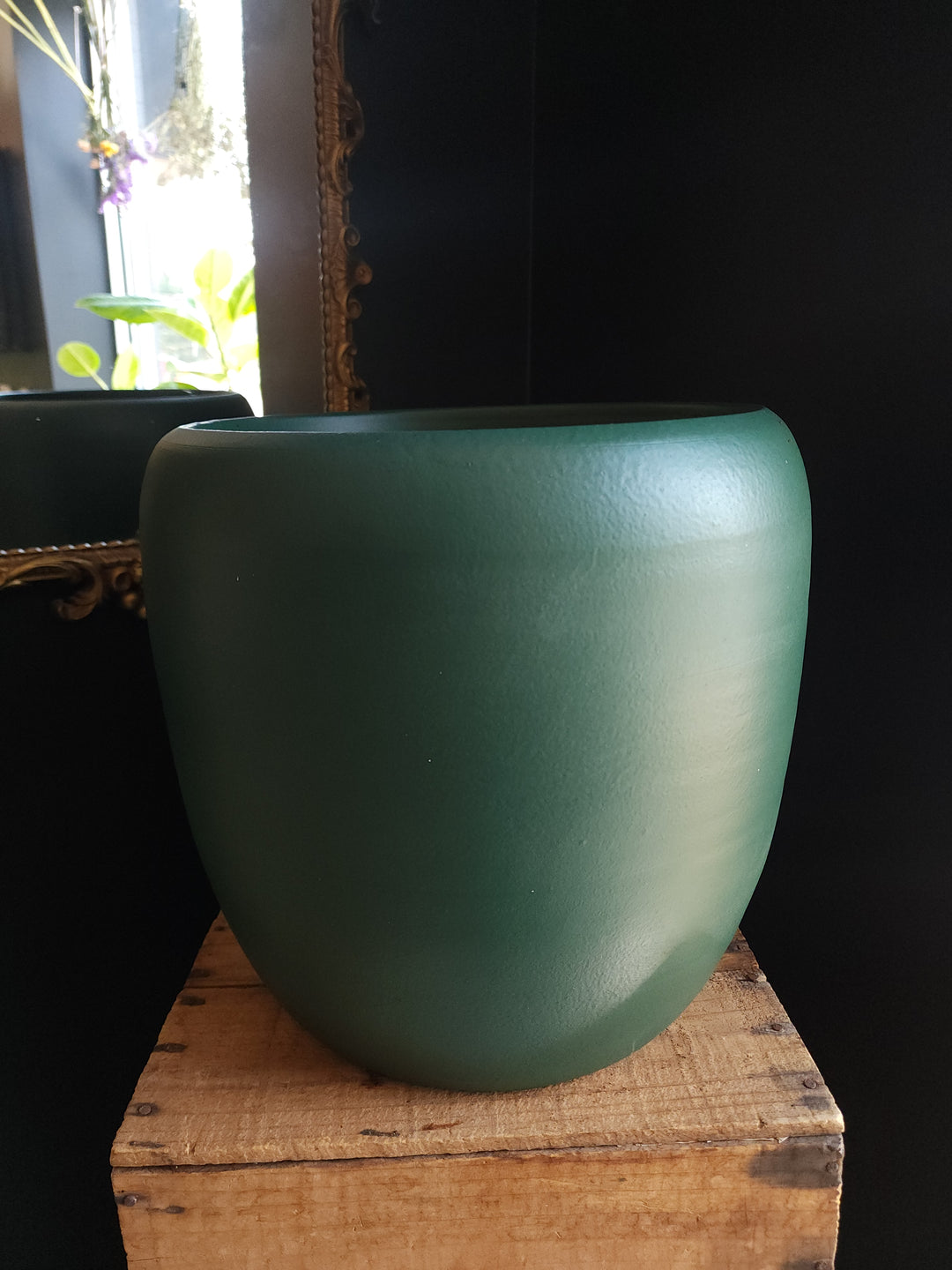 13" Cibele Ceramic Pot - Dark Green