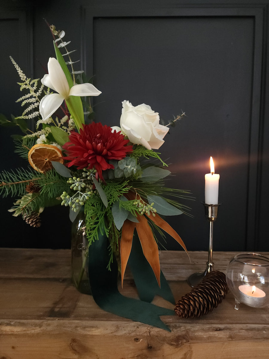 Festive Jar Arrangement - Grow & Bloom Co.