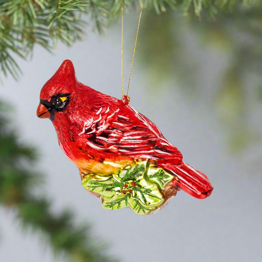 Cardinal + Holly Ornament - Grow & Bloom Co.