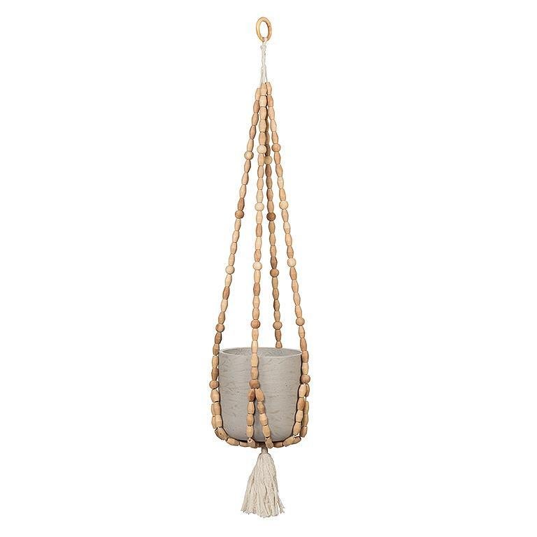 Hexagon Beaded Macrame Hanging Planter 34" L - Grow & Bloom Co.