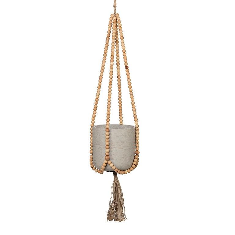 Round Bead Macrame Planter Hanger - 28"L - Grow & Bloom Co.